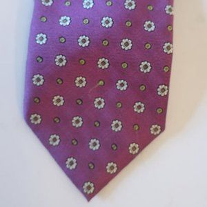 Mens Pal Zileri Purple Silver Floral Dotted Silk Tie *